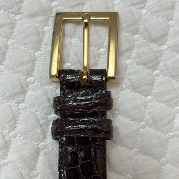 Alligator Belt with Gold Buckle SZ 40 / 105 Rich Cordovan Brown - Picture 1 of 7
